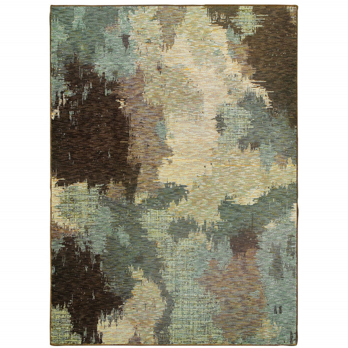 10' x 13' Abstract Power Loom Area Rug - Blue And Ivory