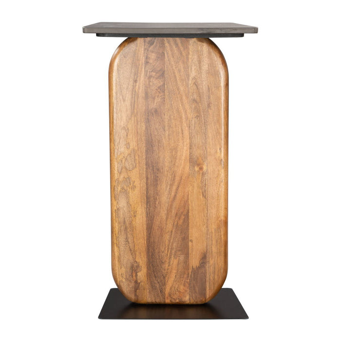 Genuine Marble And Solid Wood Console Table - Black / Brown
