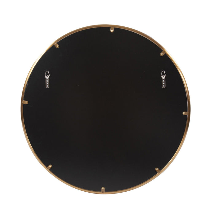 32" Brass Round Wall Mirror - Antiqued Brushed