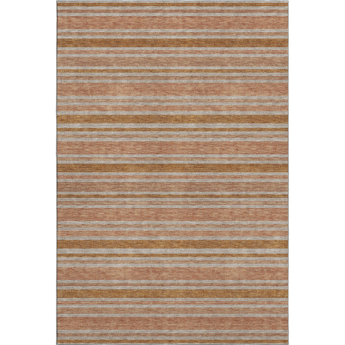 8' X 10' Striped Washable Area Rug With UV Protection (647852) - Rust / Beige