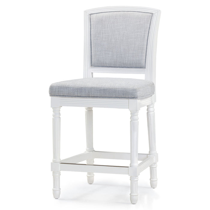 Fabric Solid Wood Counter Height Bar Chair - Gray / White