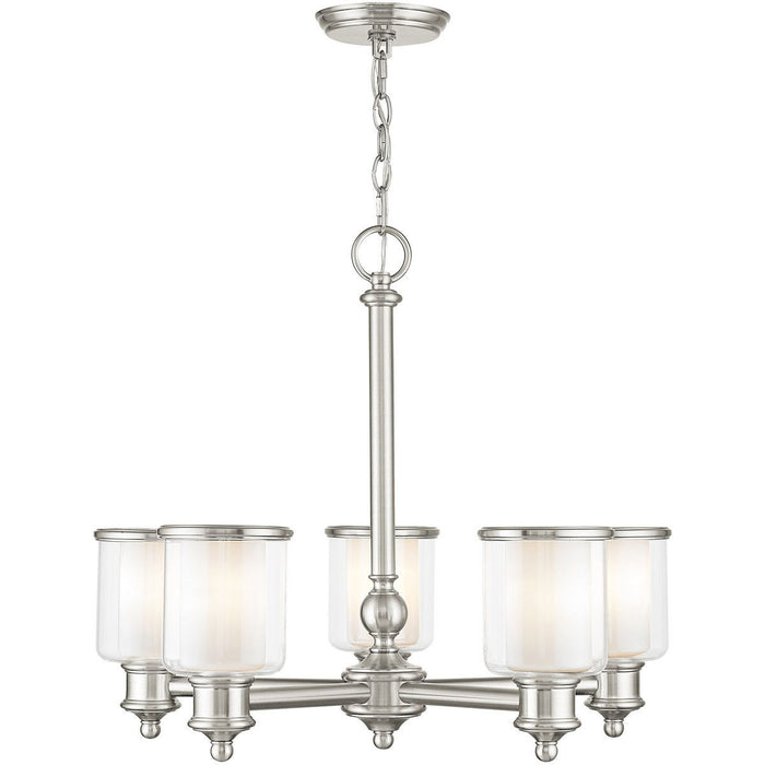 21'' 5 Light Dimmable Chandelier With Shades - Nickel