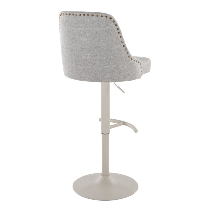 Studded - Marcel Adjustable Barstool (Set of 2) - Pearl Grey Metal