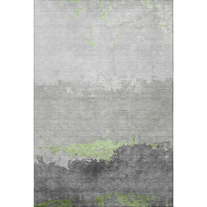 10' X 14' Abstract Washable Area Rug With UV Protection (706897) - Artichoke Green / Gray