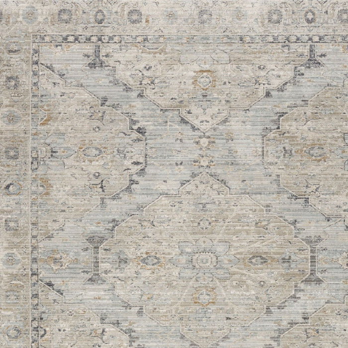 9' X 11' Floral Distressed Area Rug (554796) - Beige / Ivory