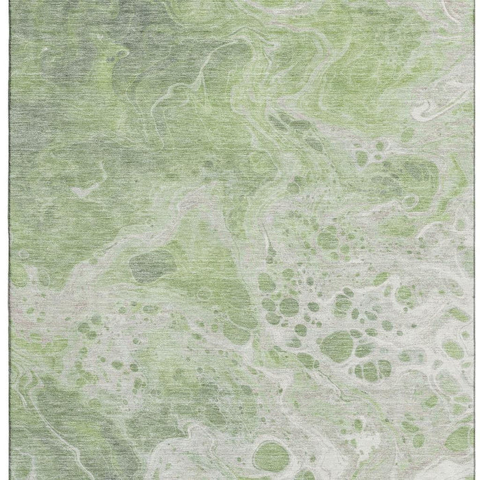 10' X 14' Abstract Washable Area Rug With UV Protection (697728) - Artichoke Green / Ivory / Gray