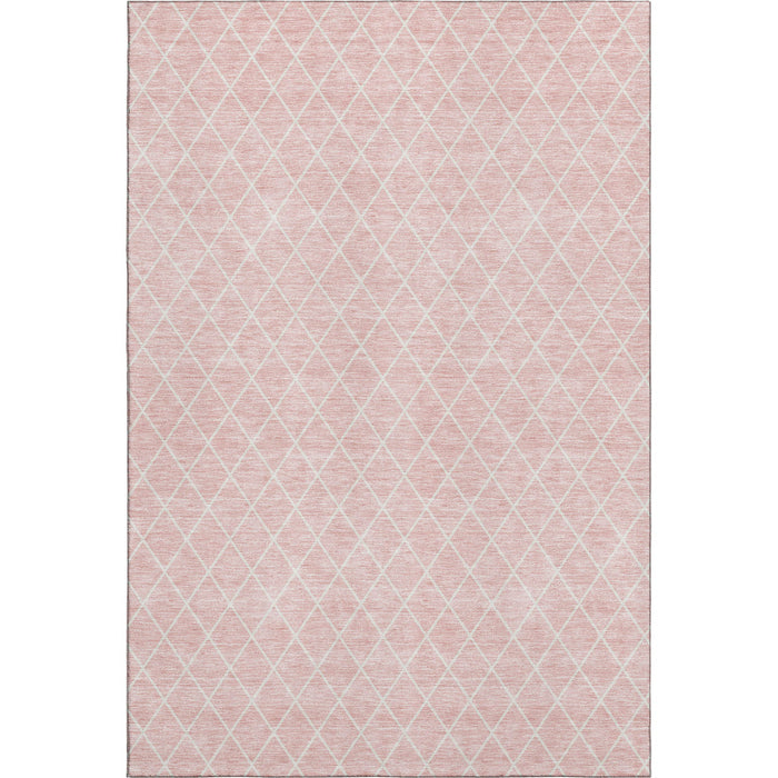 10' X 14' Geometric Washable Area Rug With UV Protection (674119) - Pink / Ivory