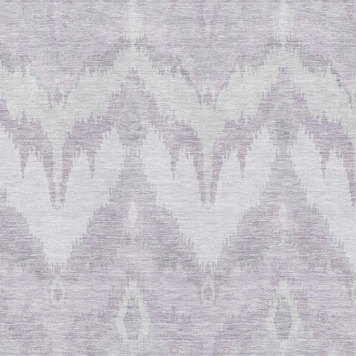 10' X 14' Ikat Washable Area Rug With UV Protection - Lavender And Silver