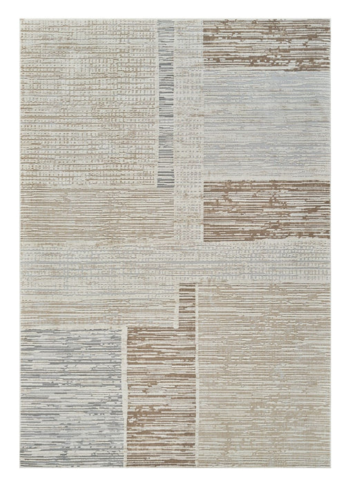 8' x 11' Abstract Distressed Polypropylene Area Rug - Beige And Brown