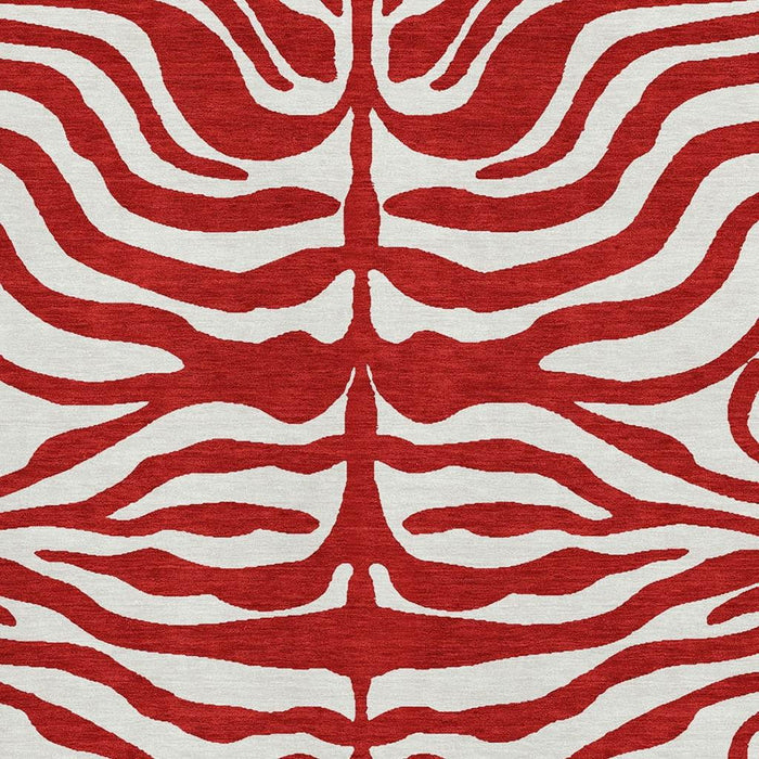 10' X 14' Animal Print Washable Area Rug With UV Protection (681803) - Red / Ivory