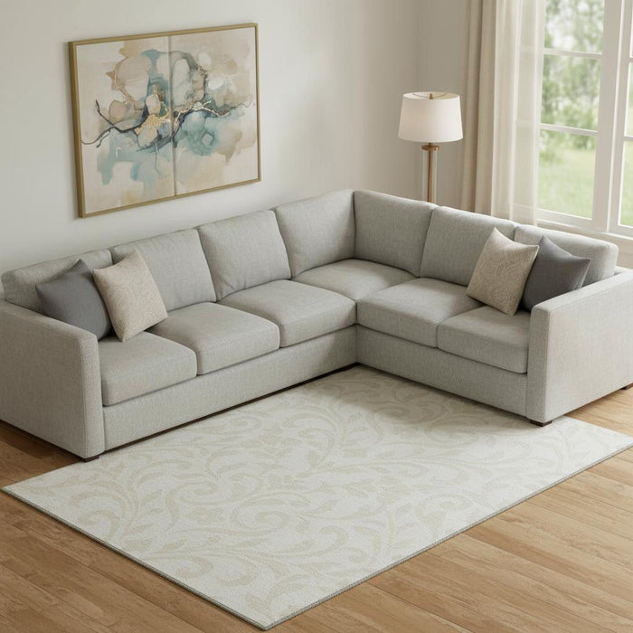 10' X 14' Floral Washable Area Rug With UV Protection (669618) - Ivory / Beige