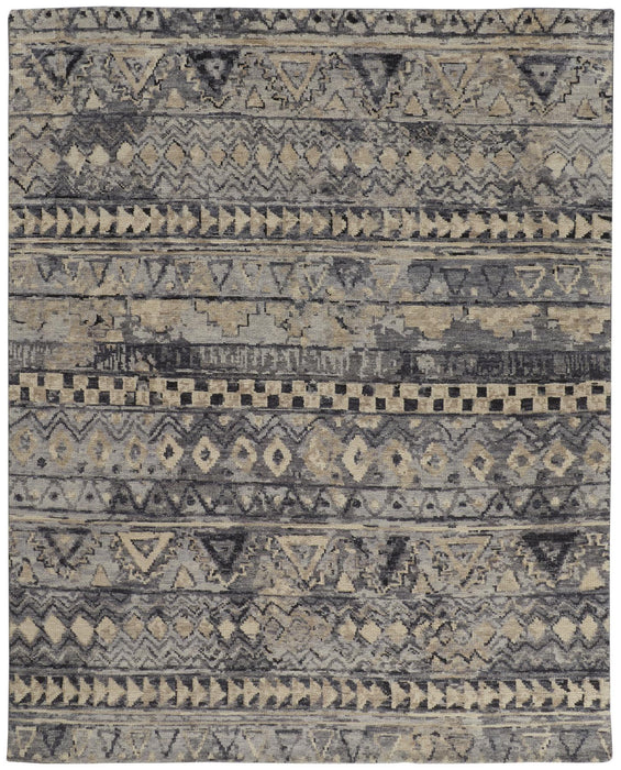 12' X 15' Wool Geometric Hand Knotted Area Rug (744447) - Taupe / Gray / Tan