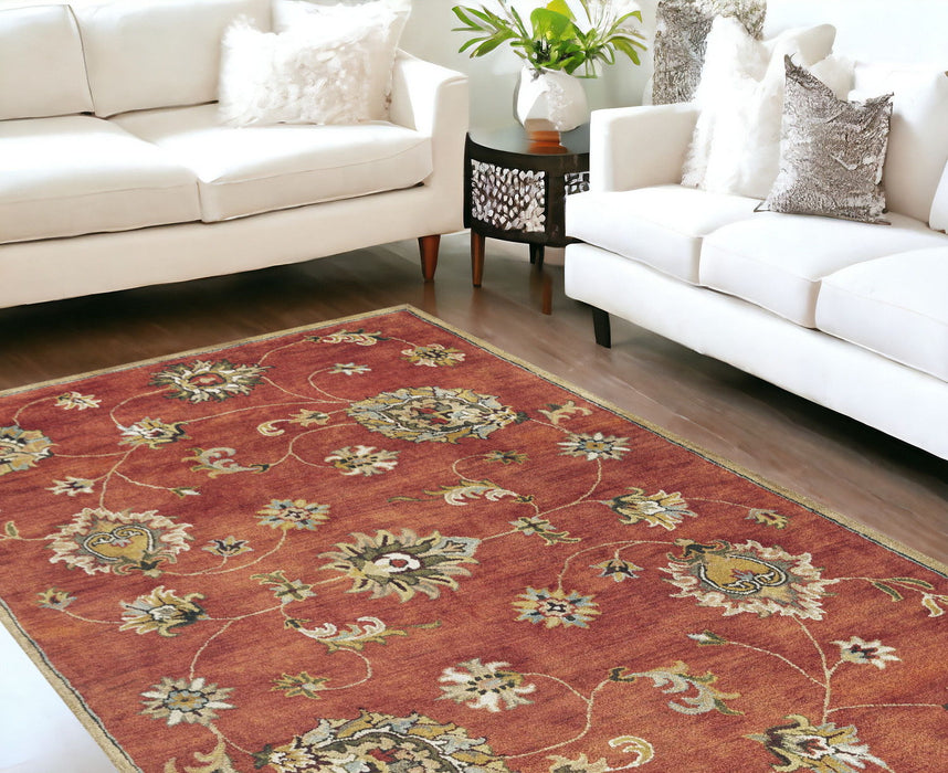 9' x 13' Wool Handmade Area Rug - Sienna Orange