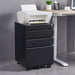 Giga contemporary metal 3-drawer mobile filing cabinet with lock for legal and letter-sized office storage.
