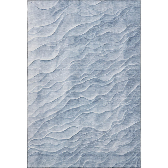 10' X 14' Abstract Washable Area Rug With UV Protection (694785) - Denim Blue / Ivory