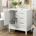Modern Giga bathroom vanity with sink, solid wood frame, soft-close door, and three drawers for stylish bathroom storage.