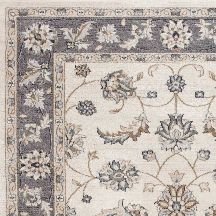 9' x 12' Bordered Floral Indoor Area Rug - Ivory Gray