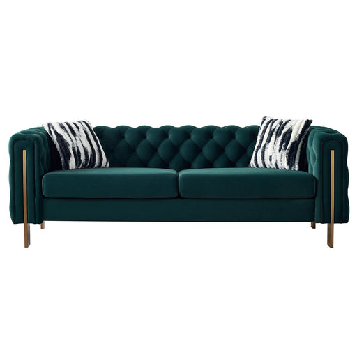 Giga Chesterfield modern tufted living room sofa, 84.25-inch wide stationary couch with button-tufted upholstery in a contemporary design.