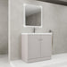 Contemporary Giga freestanding bathroom vanity with resin sink and soft-close cabinet doors, modern bathroom furniture.