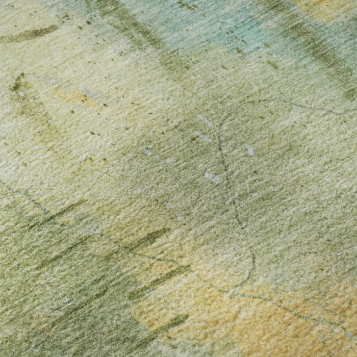 10' X 14' Abstract Washable Area Rug With UV Protection (715357) - Sage / Teal
