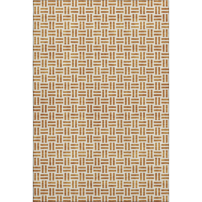 10' X 14' Geometric Washable Area Rug With UV Protection (677231) - Copper / Ivory