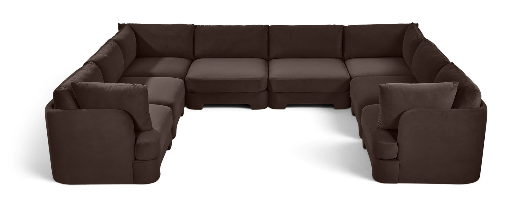 Meridian Furniture Hammond velvet performance fabric 8-piece U-shaped sectional sofa with plush cushions and modern design.