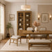 Bernards Furniture tall display cabinet with glass doors, featuring spacious shelves for showcasing decor