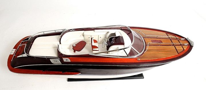 Hand Painted Riva Rivarama Luxury Yacht Exclusive Edition Model Boat - Black / White