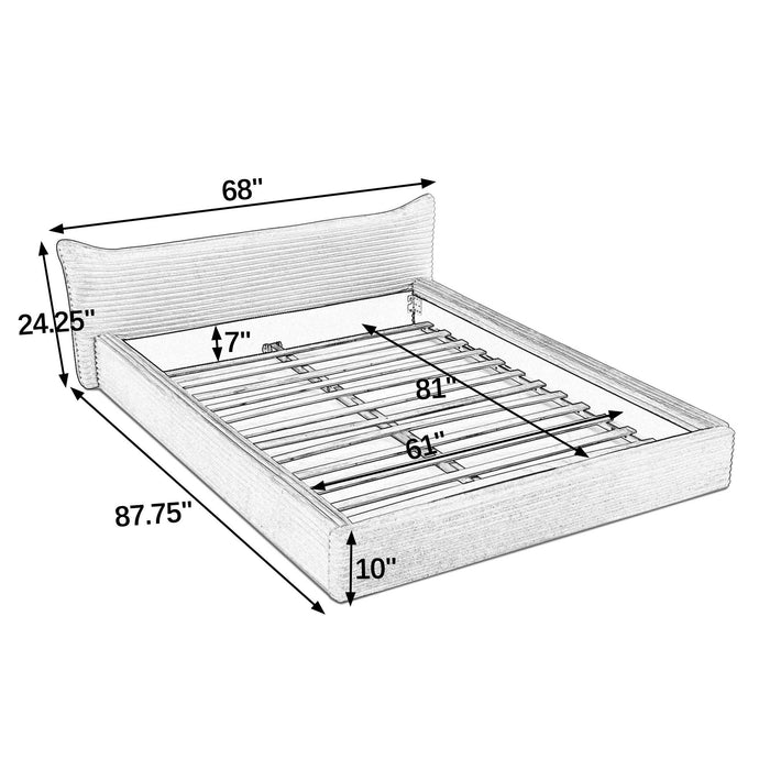 Modern Upholstered Bed Frame With Curved Headboard