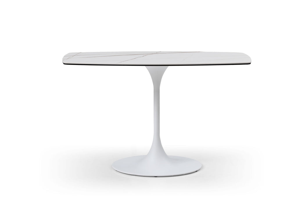 Ceramic Tile Steel Pedestal Console Table - White / Steel