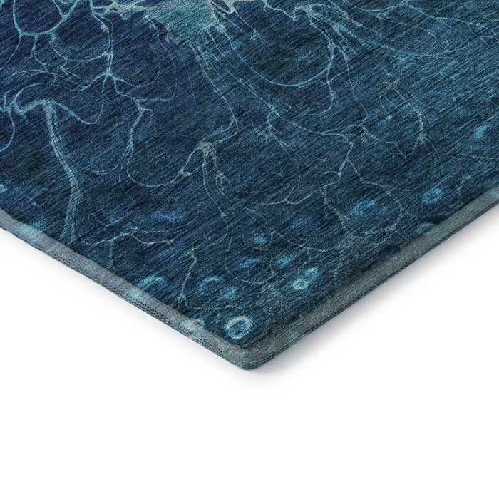 8' X 10' Abstract Washable Area Rug With UV Protection (654576) - Navy Blue / Ivory