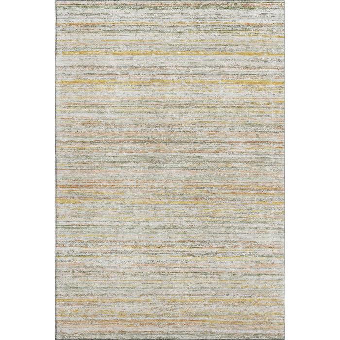 10' X 14' Striped Washable Area Rug With UV Protection (692370) - Sage / Ivory / Gold