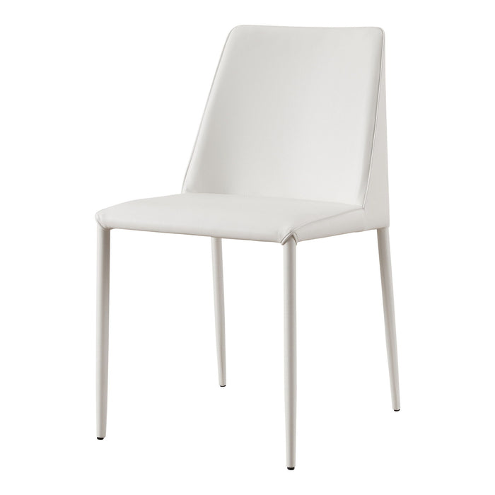 Solid Back Upholstered Faux Leather Dining Side Chairs (Set of 2) - White