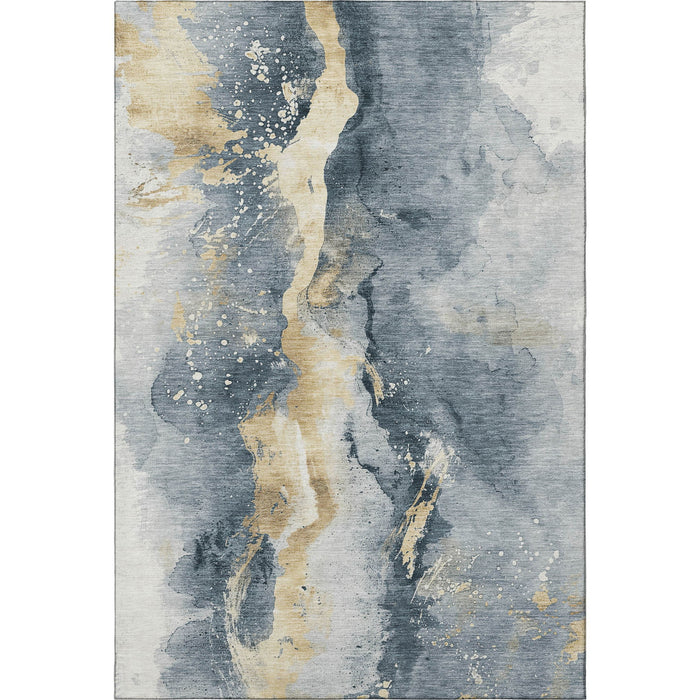 10' X 14' Abstract Washable Area Rug With UV Protection (697938) - Graphite / Gold / Silver