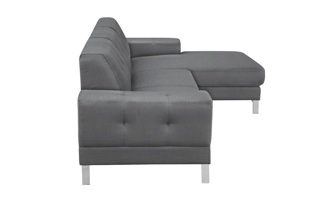 Polyester L Shaped Two Piece Sofa Chaise Sectional - Dark Gray