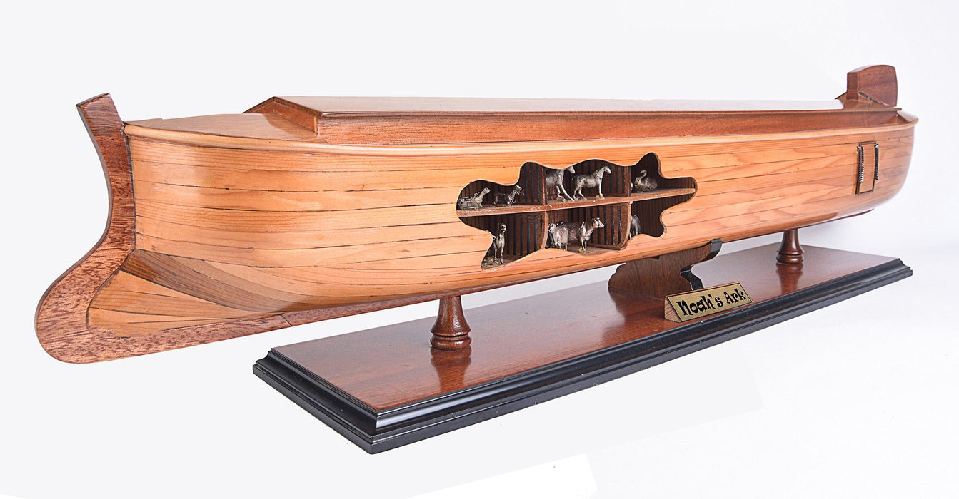 Wooden Hand Painted Decorative Boat - Brown