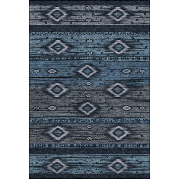 10' X 14' Tribal Washable Area Rug With UV Protection (708928) - Teal / Gray