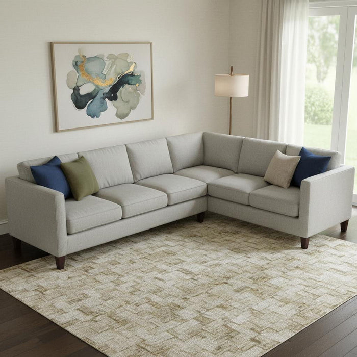 10' X 14' Abstract Washable Area Rug With UV Protection (707899) - Beige / Blue / Ivory