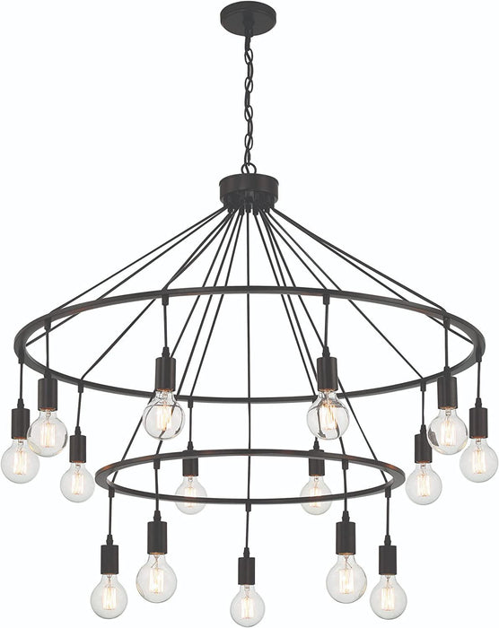 33" Candle Style Multi Light Metal Dimmable Chandelier - Black