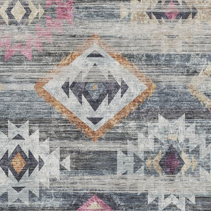 10' X 14' Southwestern Washable Area Rug With UV Protection - Gray