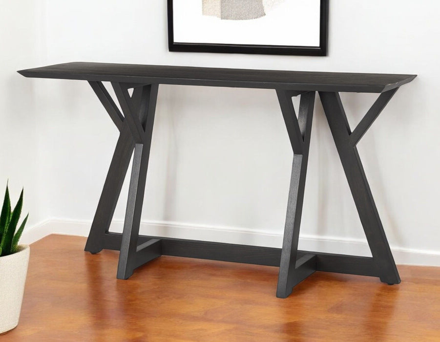 54" Solid Wood Trestle Console Table - Brown