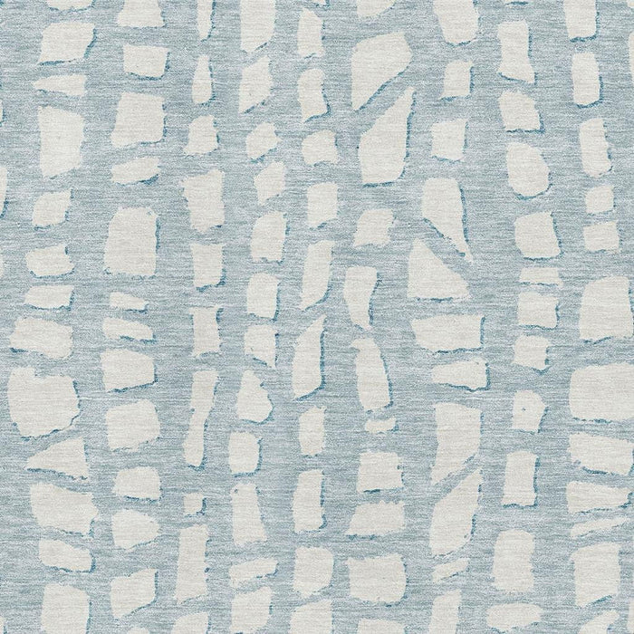 9' X 12' Cobblestone Washable Area Rug With UV Protection - Sky Blue And Ivory