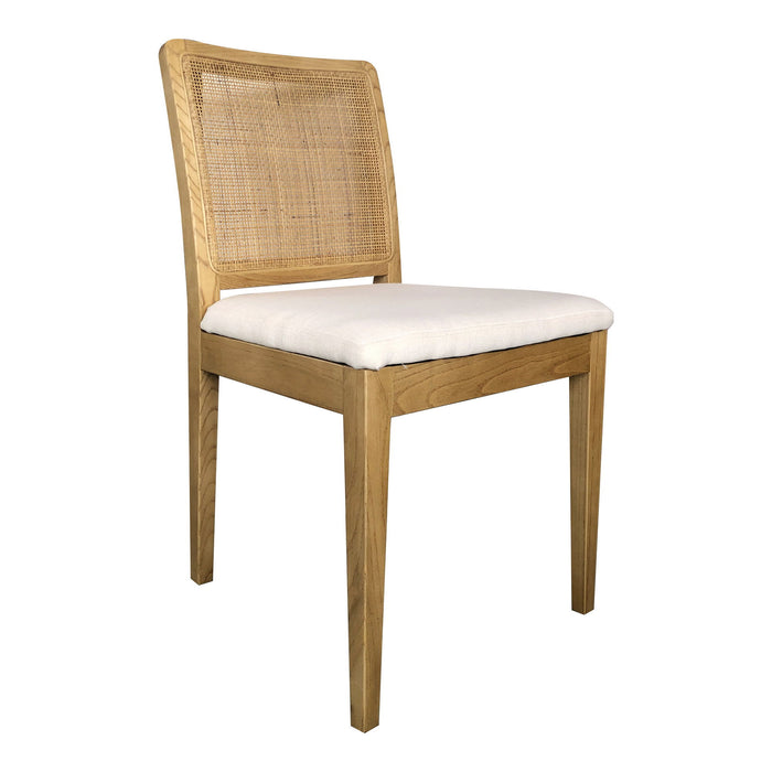Upholstered Fabric Dining Side Chairs (Set of 2) - White / Natural
