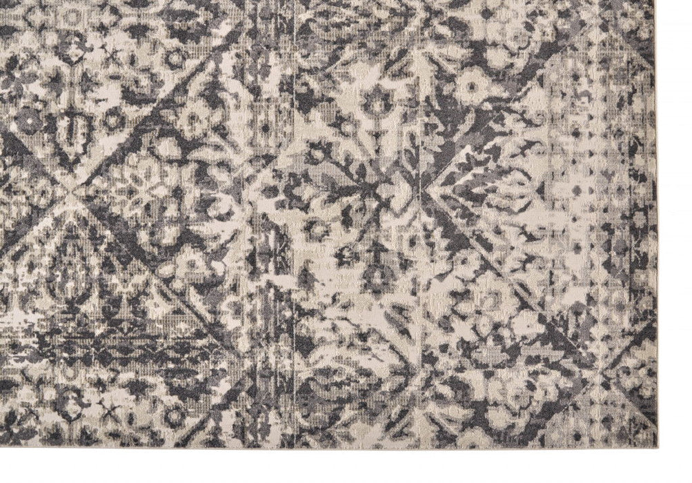 10' x 14' Abstract Stain Resistant Area Rug - Gray Ivory And Silver