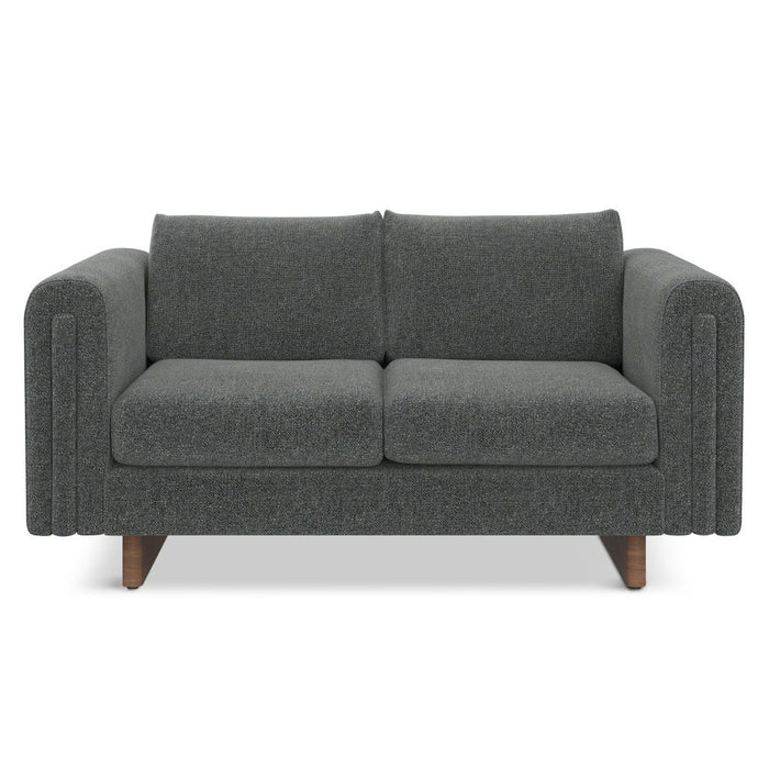 61" Fabric Sofa With Walnut Legs - Dark Gray