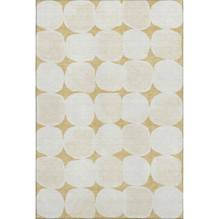 10' X 14' Abstract Geometric Washable Area Rug With UV Protection (669186) - Gold / Ivory