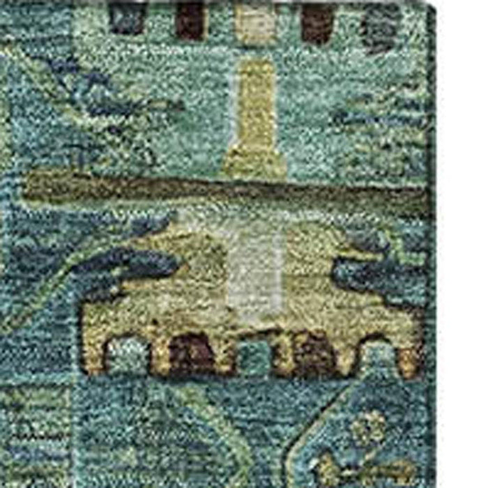 10' X 14' Medallion Washable Area Rug With UV Protection (714949) - Teal / Brown
