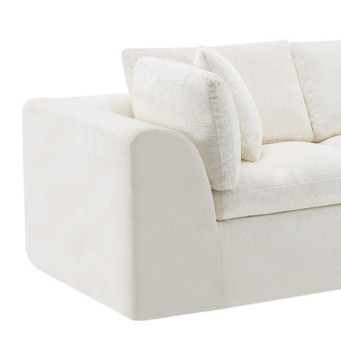 Chenille Modular Sofa Chaise With Ottoman Toss Pillows (725203) - Beige
