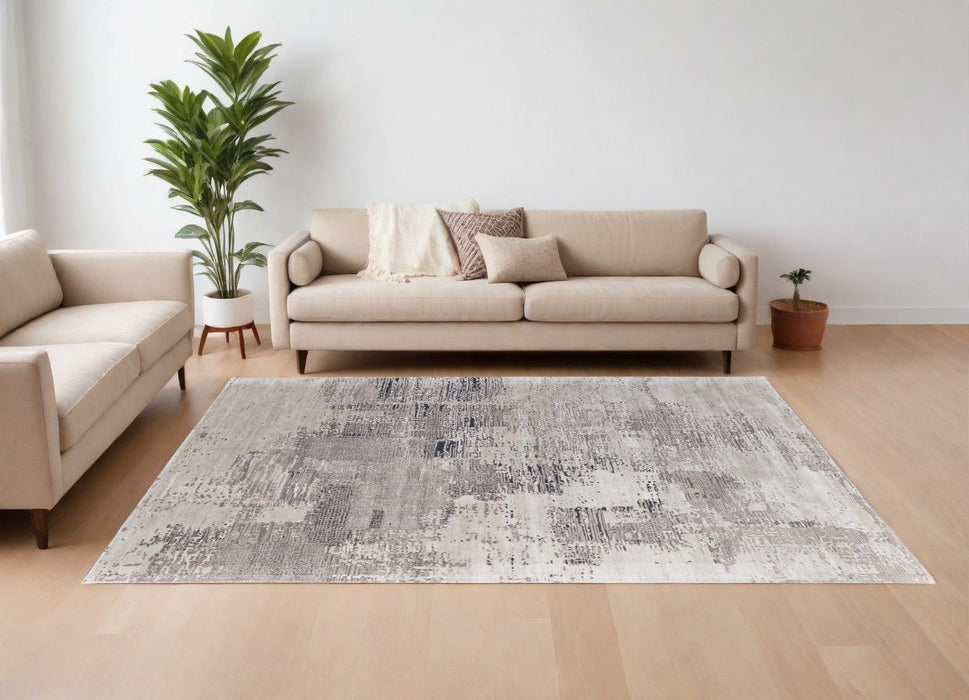 10' x 14' Abstract Hand Tufted Area Rug - Brown Black And Tan