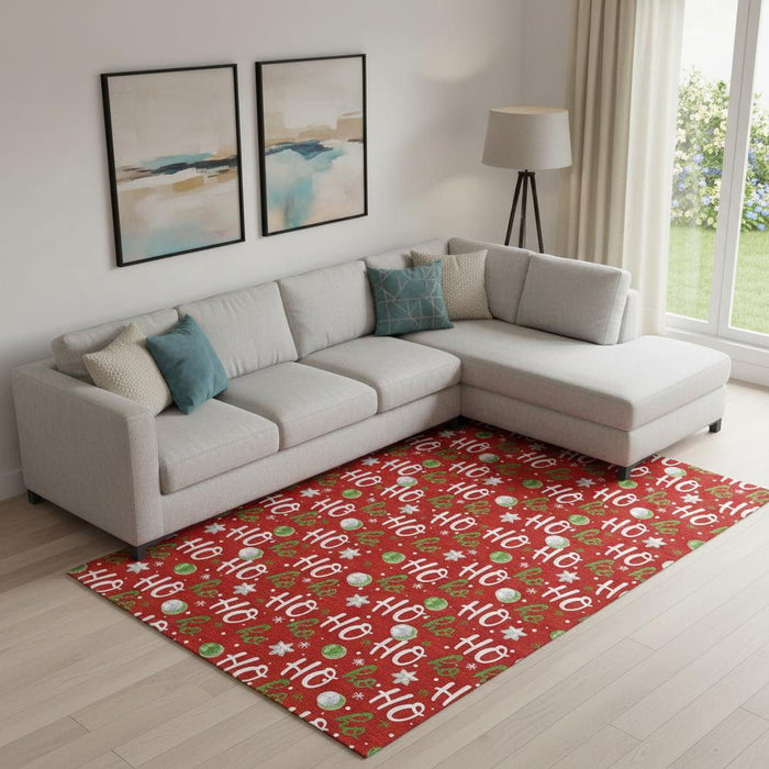 10' X 14' Polka Dot Washable Area Rug With UV Protection (701665) - Red / White / Green